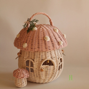 Cesta de Almacenamiento de Ratán Natural Hecha a Mano, con Tapa, Cesta de Juguetes Tejida para Habitación Infantil, Decoración del Hogar, Personalizable - Product Image 5