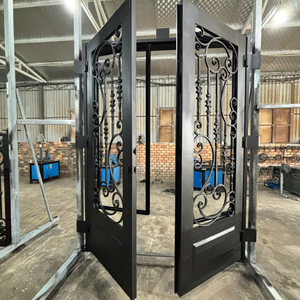 Porte d'entrée moderne en fer forgé avec design double de luxe pour une entrée élégante de villa et de maison – Idées de style de luxe - Product Image 1