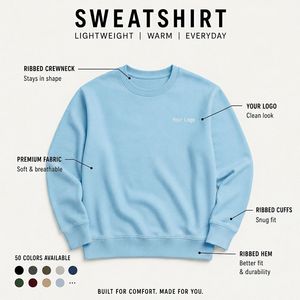 Sweat-shirt unisexe à col rond en coton 100% vierge de qualité supérieure, personnalisable avec logo, coupe décontractée, 350 GSM, vente en gros - Product Image 5