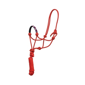 Red Nylon Braided Rope Horse Halter with Beaded Noseband & <b>Lead</b> Rope Adjustable Durable <b>Training</b> Halter OEM Supplier Bulk - Product Image 1