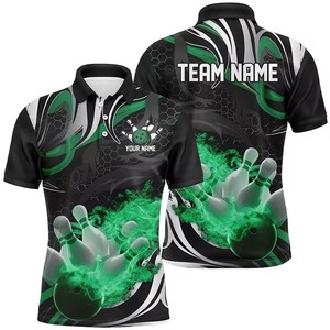 Premium Quality Custom Knitted Sporty Quick Dry Polyester/Cotton Blend <b>Bowling</b> for Shirt with Sublimation Printing for Men - Product Image 5