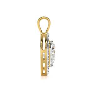 Pendentif de fiançailles en or jaune massif 14 carats certifié IGI, diamant de laboratoire taille brillant D VVS1, halo, cadeau pour femme, 1 à 4 carats - Product Image 2