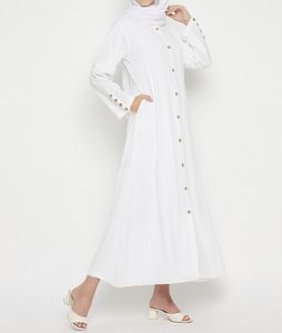 Abaya Saoudienne Traditionnelle Islamique Blanche pour Femme, en Polyester Respirant, Longueur Cheville, Style Printemps, Vente en Gros Dubaï - Product Image 1