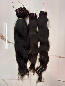 Extensiones de Cabello Humano Virgen Indio de Lujo para Tejido de Cabello, Cabello Auténtico de Templo, Negro Natural, Doble Trama a Máquina - Product Image 4