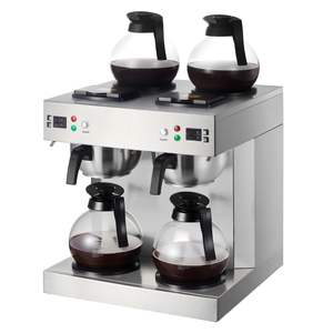 Cafetière à filtre commerciale 24 tasses, 4 carafes en verre, 4 plaques chauffantes pour carafe, cafetière en acier inoxydable à double tête pour le café - Product Image 1