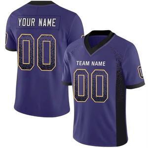 Maillot de football américain personnalisé pour homme, violet, col en V, manches courtes, impression sublimée, évacuation de l'humidité, nom de l'équipe - Product Image 1