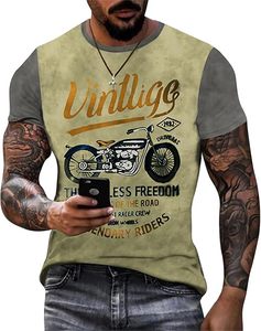 Camiseta gráfica para el día a día, camiseta estampada para hombre, cuello redondo, manga corta, 180 g, algodón puro, gran oferta en India - Product Image 1