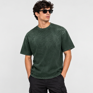 Camiseta Extra Grande Personalizada para Hombre, 100% Algodón, Estilo Vintage Lavado, Streetwear con Parche Gráfico, Hombros Caídos, Corte Relajado - Product Image 5