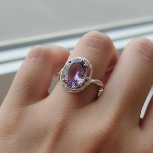 แหวนเงินแท้ 925 ประดับเพชรซิคอนทรงรี ดีไซน์เรียบง่ายสำหรับผู้หญิง รูปทรงปีก ของขวัญวันวาเลนไทน์ - Product Image 5