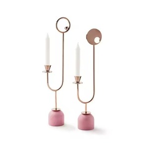 <b>Decorative</b> metal candle stand with marble base modern design for stylish interior enhancement - Product Image 3