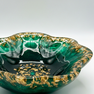 ชามตกแต่งรูปดอกไม้สีเขียวเคลือบทองคำ ภาชนะเซรามิกหรูหราสำหรับเสิร์ฟอาหาร ของตกแต่งโต๊ะอาหารสำหรับตกแต่งบ้าน - Product Image 2