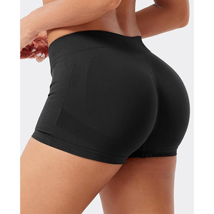 Shorts Deportivos Negros Clásicos sin Costuras de Cintura Alta para Mujer, Shorts Ajustados para Gimnasio, Yoga, Ciclismo, Control de Abdomen - Product Image 3