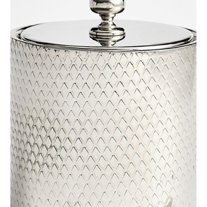 Elegante Cubitera Plateada con Patrón de Rejilla de Diamantes Texturizados, Tapa a Juego y Perilla Decorativa para Bares Domésticos - Product Image 3