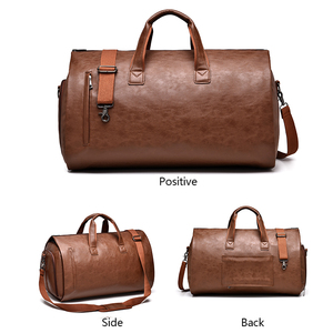 Sac de voyage convertible en cuir PU personnalisé, grand format, imperméable, pour homme, sac de week-end, sac de transport pour vêtements - Product Image 2