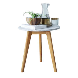 Table basse moderne en bois massif avec accents en faux marbre, petite table simple pour la maison, chambre, salon, salle à manger, bureau - Product Image 1