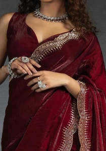 Sari de chifón estilo Bollywood con adornos KV - Product Image 3