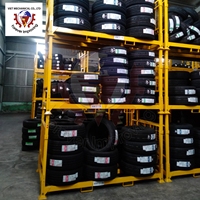 Carro de Almacenamiento Industrial Plegable y Apilable de 5 Niveles con Ruedas, Estantes Metálicos para Almacenamiento de Carga y Neumáticos