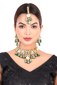 Party Wear Engagement Wedding Anniversary Choker Earrings Set Traditional Zircon Trendy <b>Gift</b> Jewelry Women Necklace Brass Alloy - Product Image 5