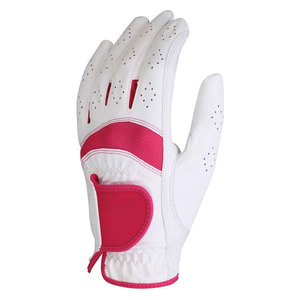 Gant de golf respirant pour femme, main gauche, en similicuir de haute qualité pour des performances optimales, blanc/rose - Product Image 2