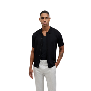 Polo de Punto a Rayas para Hombre, Manga Corta, Cierre de Botones, Algodón Premium Texturizado, Corte Ajustado, Estilo Casual Elegante, Ropa de Verano, Venta al Por Mayor - Product Image 6