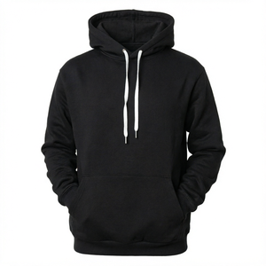 Pull à capuche oversize en coton et fibre de bambou pour homme, noir doux, col rond, manches longues, coupe ample, streetwear automne, vente en gros - Product Image 6