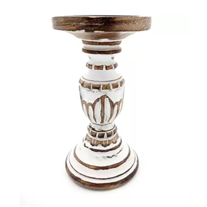 Candelabro de Madera Blanco Rústico Estilo Granja, Hecho a Mano, con Acabado Desgastado, para Velas de Pilar, Decoración del Hogar - Product Image 4