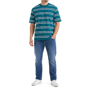 Camiseta Moderna con Rayas Horizontales, Cuello Redondo, Manga Corta, Corte Holgado y Cómodo, Suave, Transpirable, Ligera, Unisex, para Uso Diario - Product Image 2