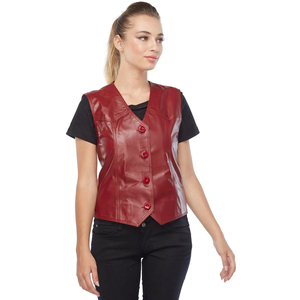 Gilet en cuir de haute qualité pour femme, en cuir de vache véritable, coupe ajustée, veste sans manches pour motardes, en vente - Product Image 6