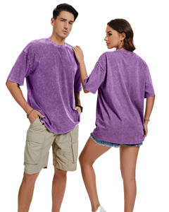 เสื้อยืดคอกลมทรงโอเวอร์ไซส์ ผ้าฟอกสี 280 กรัม ทรงหลวม ไหล่ตก แบบเบสิค สำหรับผู้ชาย สไตล์วินเทจ แขนสั้น สีพื้น เสื้อยูนิเซ็กส์ - Product Image 2