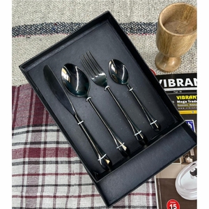Luxury Stainless Steel Cutlery <b>Set</b> 24pcs Hammered Silver Flatware <b>Set</b> Food Grade <b>Spoon</b> <b>Fork</b> <b>Knife</b> Tableware Cutlery <b>Set</b> With Box - Product Image 6