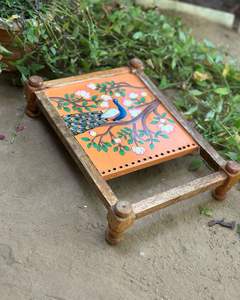 Plateau en bois artisanal Khatiya, plateau de service rustique Charpai, style corde traditionnel Charpai pour Ramadan, Diwali, maison - Product Image 2