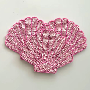 Handmade Beaded Round Coasters Luxury Table Decor Glass <b>Beads</b> Embroidery Coasters by Creative Art Zone - Product Image 1