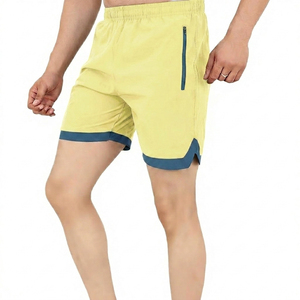 Pantalones cortos deportivos de secado rápido con bolsillo con cremallera, cintura elástica, longitud media, de poliéster tejido, ligeros para correr, para hombre - Product Image 6