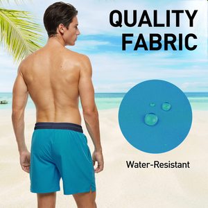 <b>Mens</b> Swim <b>Trunks</b> with Compression Liner 2 in 1 Solid Beach Swimming <b>Trunks</b> Breathable Quick Dry Swim Shorts with Zipper Pockets - Product Image 3
