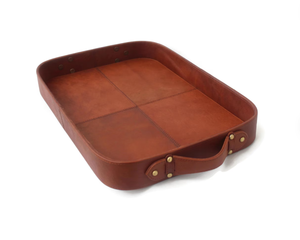 Premium Leather Serving Tray with Metal Handles Premium Decorative Tray for Coffee <b>Table</b> Hotel and Home Use - Product Image 1