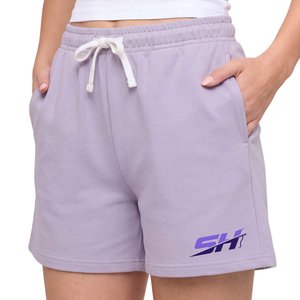 Shorts de Felpa para Mujer, Corte Holgado Casual, por Encima de la Rodilla, Color Sólido, Transpirables, de Algodón, para Uso Diario, Cómodos y Relajados - Product Image 1