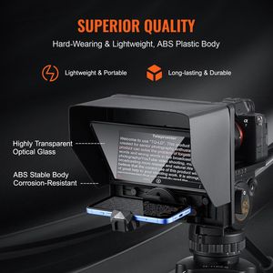 Prompter da Scrivania in Alluminio da 10 Pollici per Streaming Live con Spettroscopio Regolabile e Zoom Controllato a Distanza - Product Image 6