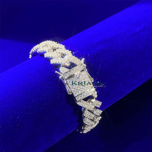 Bracelet en or massif 925 18 carats avec diamant de laboratoire, taille brillant rond, couleur D, certifié IGI, luxe, unisexe, pour usage quotidien - Product Image 2