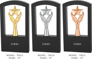Trofeo Estrella Chapado en Oro, Plata y Cobre de 10 Pulgadas, Premio Deportivo con Impresión UV y Grabado, Base de Madera Ecológica, Trofeo de Metal - Product Image 5