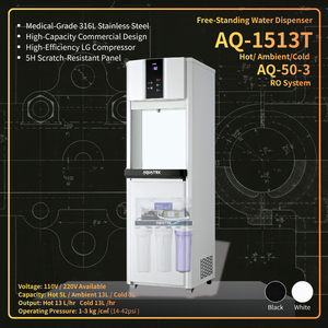 Dispensador de Agua Independiente Aquatek AQ-1513T, Sistema de Agua Fría, Templada y Caliente con Ósmosis Inversa, Acero Inoxidable, Grado Comercial - Product Image 1