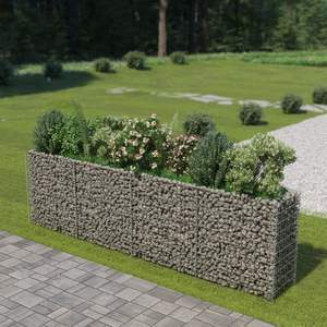 Grand lit de jardin surélevé en gabion d'acier galvanisé argenté pour bâtiments de jardin - Product Image 1