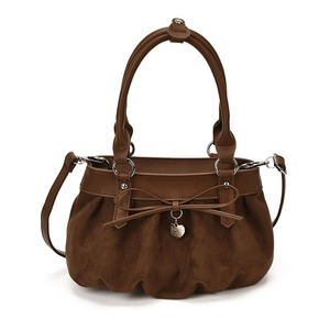 Custom Brand Crossbody Leather <b>Bag</b> Women <b>Brown</b> Bowknot Ruched Casual Commute Travel <b>Satchel</b> Fits Phone Wallet Lipstick - Product Image 1
