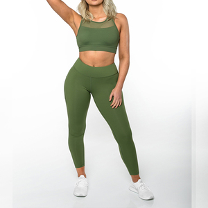 ชุดออกกำลังกายสำหรับผู้หญิง เสื้อชั้นในแบบสปอร์ตบราพร้อมเลกกิ้งขายาว รองรับรูปร่างได้ดี คุณภาพสูง ไร้ตะเข็บ ระบายอากาศได้ดี เอวยางยืดด้านหน้า ปรับแต่งได้ - Product Image 1