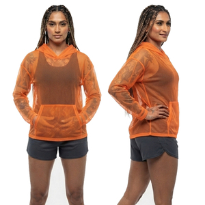 Haut à capuche transparent pour femme 100 % polyester style été sexy, sweat à capuche personnalisé en maille transparente pour femme - Product Image 1