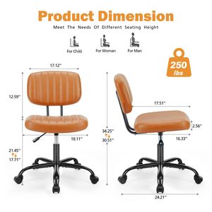 SWEETCRISPY Small Home Office PU Leather <b>Chair</b> Low Back Task <b>Chair</b> <b>with</b> <b>Wheels</b> - Product Image 5