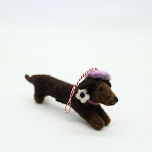 Handmade Felt Dachshund Christmas Ornament Needle Felted Dog Tree Hanging Decoration - Product Image 4