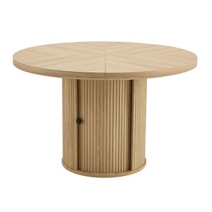 Table à manger ronde en bois de 47,2 pouces avec rangement double couche, grain de bois classique et design en forme de colonne romaine, assemblée - Product Image 5