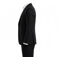 Veste de costume unisexe noire respirante pour adulte, tenue formelle avec chemise blanche, 100 % polyester, tissée, impression personnalisée, 340 grammes
