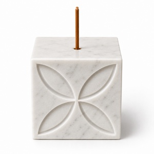 Quemador de Incienso Minimalista de Mármol Blanco, Doble Cuadrado Tallado, Soporte para Agarbatti, Accesorio Decorativo Moderno de Lujo, Inspirado en Cubos, Tallado, Nuevo - Product Image 5