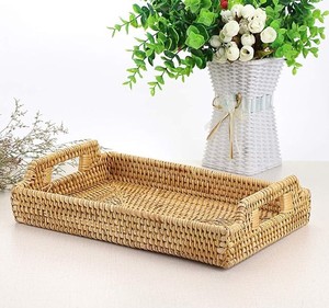 Bandeja de Servir de Ratán Natural Hecha a Mano, Elegante Bandeja de Almacenamiento para Cocina y Hogar, Uso Mayorista, Regalo - Product Image 1